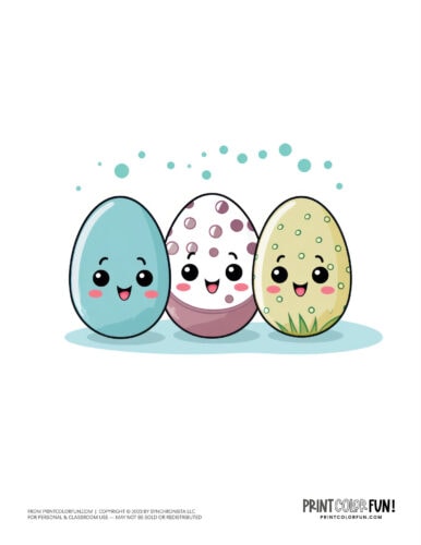 Cute decorated Easter eggs clipart drawing from PrintColorFun com (2)