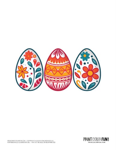 Cute decorated Easter eggs clipart drawing from PrintColorFun com (4)