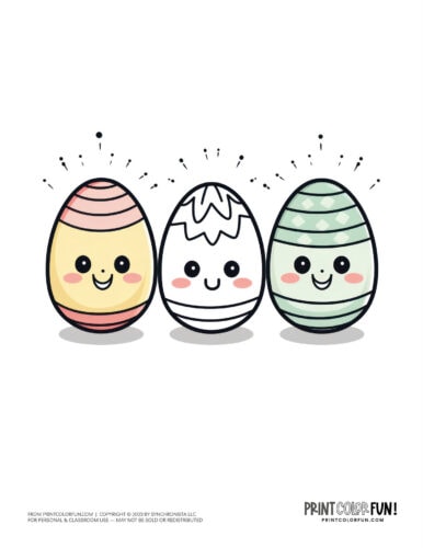 Cute decorated Easter eggs clipart drawing from PrintColorFun com (5)
