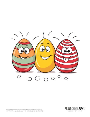 Cute decorated Easter eggs clipart drawing from PrintColorFun com (6)
