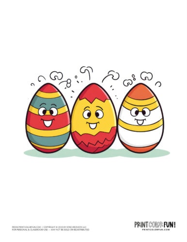 Cute decorated Easter eggs clipart drawing from PrintColorFun com (7)