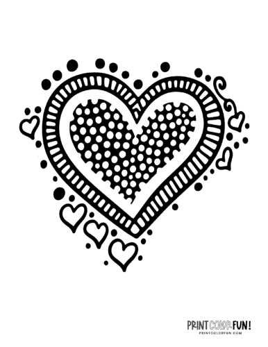 Cute decorative doodle heart pattern coloring page (3)