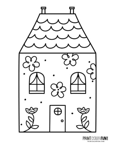 Cute fairytale house coloring page from PrintColorFun com