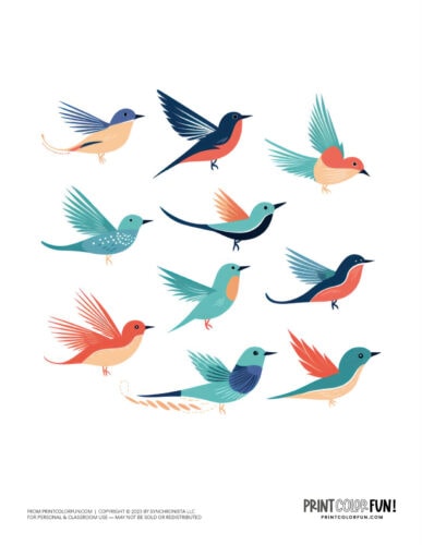 Cute flying bird clipart designs from PrintColorFun com (2)