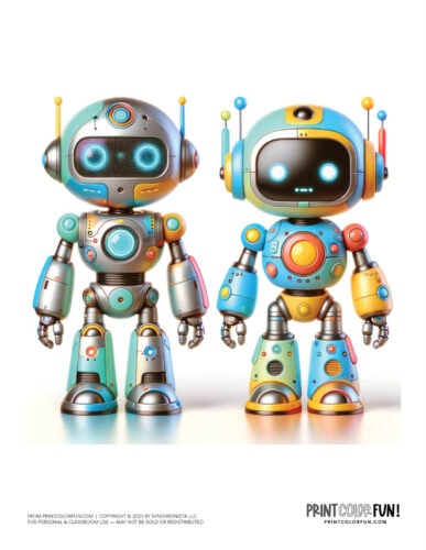 Cute future robot color clipart from PrintColorFun com
