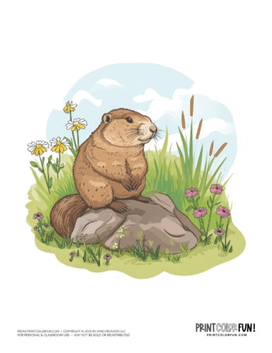 Cute groundhog woodchuck clipart in color from PrintColorFun com' (3)