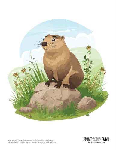 Cute groundhog woodchuck clipart in color from PrintColorFun com' (6)