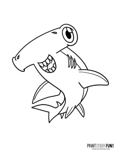 Cute hammerhead shark coloring page at PrintColorFun com 3
