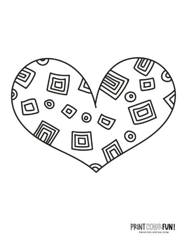 Cute heart shaped doodle coloring page (10)