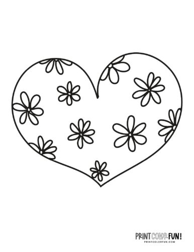 Cute heart shaped doodle coloring page (11)