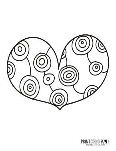 Cute heart shaped doodle coloring page (14)