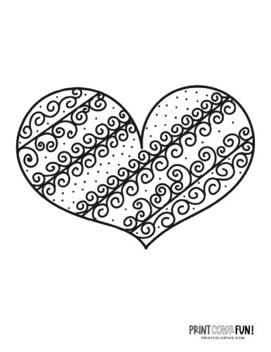 Cute heart shaped doodle coloring page (15)