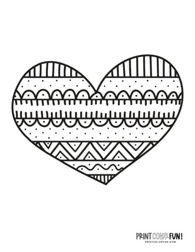 Cute heart shaped doodle coloring page (17)