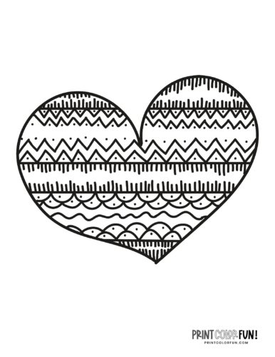 Cute heart shaped doodle coloring page (18)