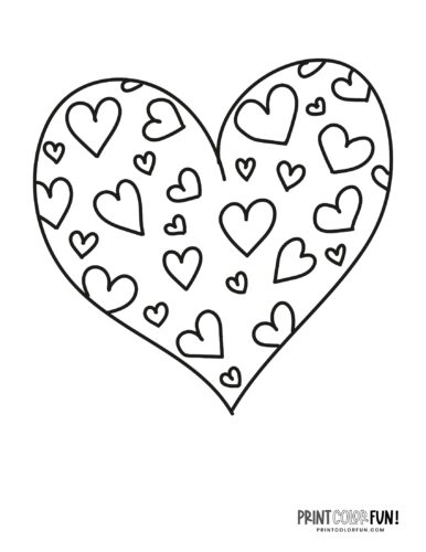 Cute heart shaped doodle coloring page (6)