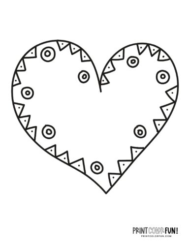Cute heart shaped doodle coloring page (7)