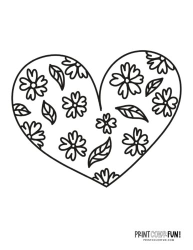 Cute heart shaped doodle coloring page (9)