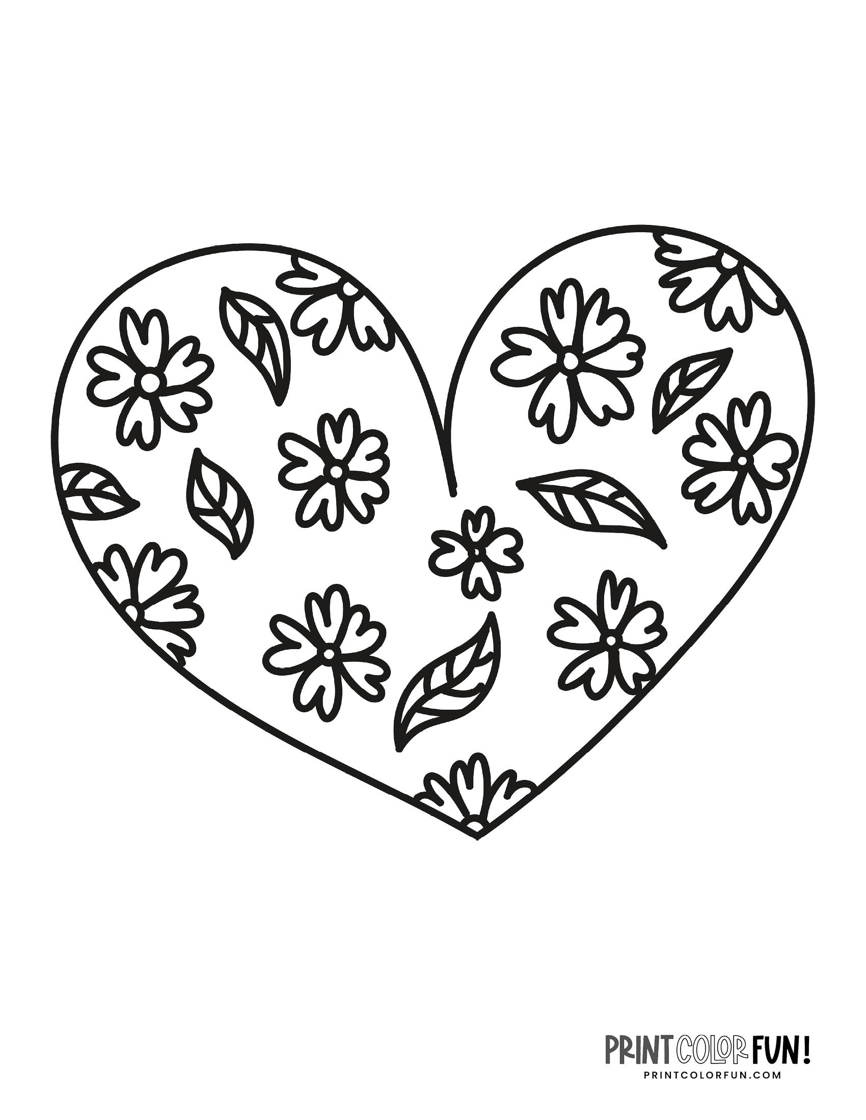 Girly Heart Coloring Page