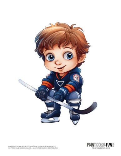 Cute kids playing hockey color clipart from PrintColorFun com 2