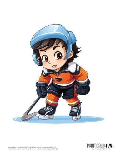 Cute kids playing hockey color clipart from PrintColorFun com 3