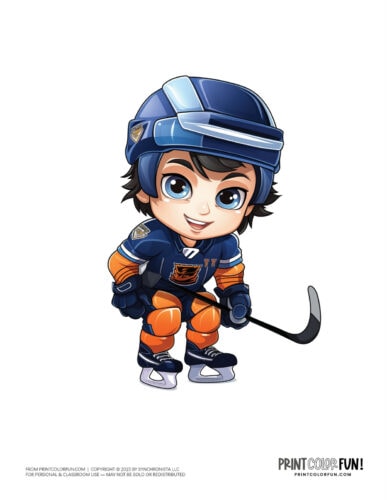 Cute kids playing hockey color clipart from PrintColorFun com 5