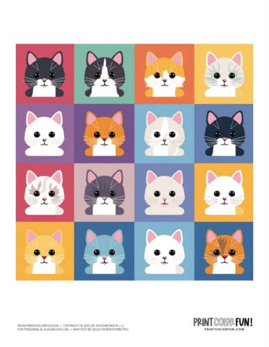 Cute kitten colorblock clipart from PrintColorFun com