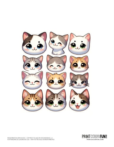 Cute kitten face color clipart from PrintColorFun com