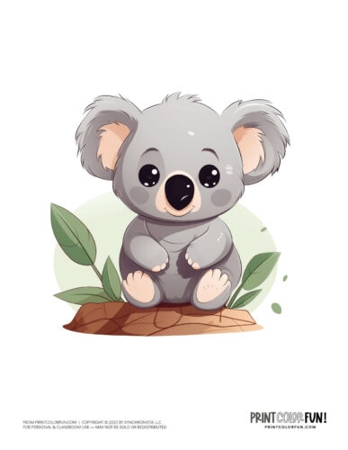 Cute koala color clipart from PrintColorFun com 3