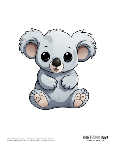 Cute koala color clipart from PrintColorFun com 4