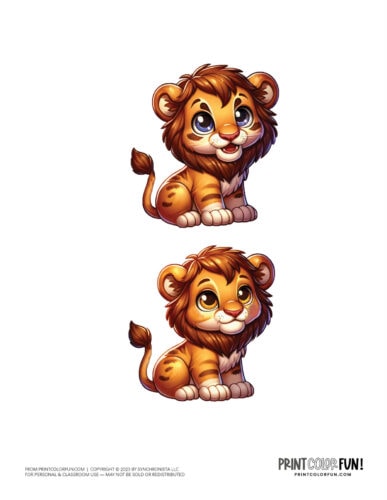 Cute lion color clipart from PrintColorFun com