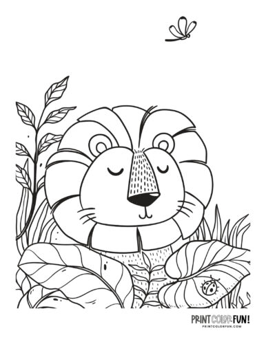 Cute lion coloring page from PrintColorFun com