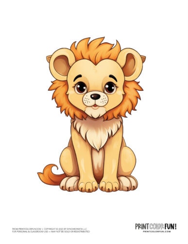 Cute lion cub color clipart from PrintColorFun com 2