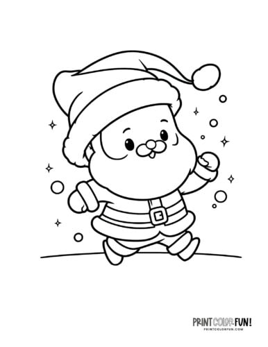 Cute little Santa Claus coloring page clipart from PrintColorFun com