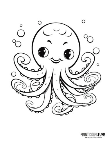 Cute little octopus coloring page at PrintColorFun com