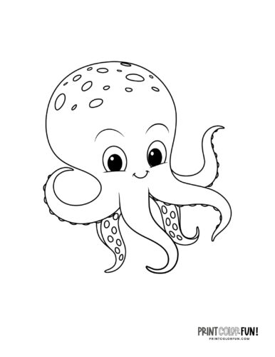 Cute octopus coloring page at PrintColorFun com