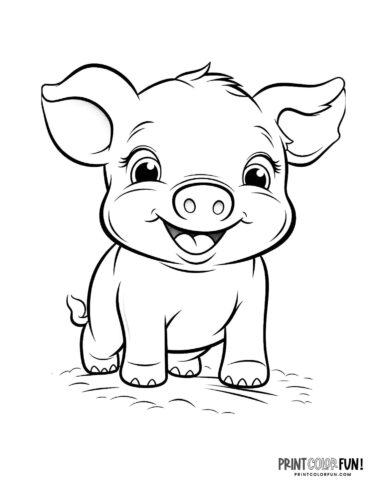 Cute pig coloring page - PrintColorFun com