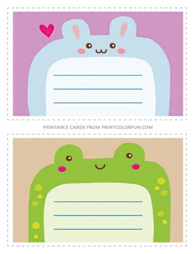 Cute printable animal notecards for kids from PrintColorFun com (1)