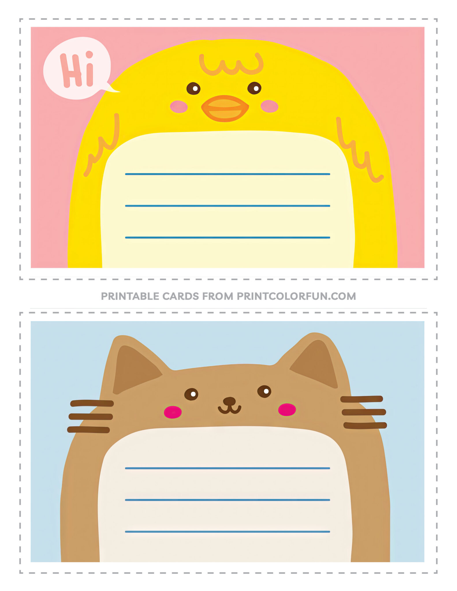 26 free kids' thank you cards &amp; other printable notecards for children ...