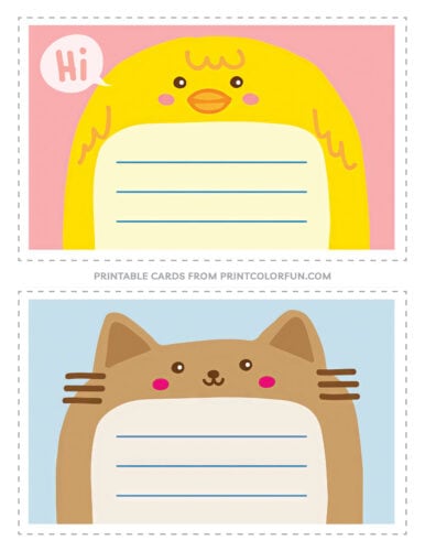 Cute printable animal notecards for kids from PrintColorFun com (3)