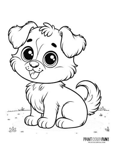 Cute puppy coloring page - clipart from PrintColorFun com 1