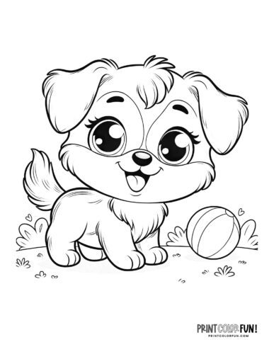 Cute puppy coloring page - clipart from PrintColorFun com 2