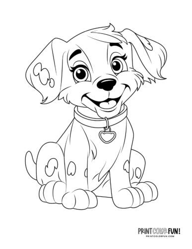 Cute puppy coloring page - clipart from PrintColorFun com 4