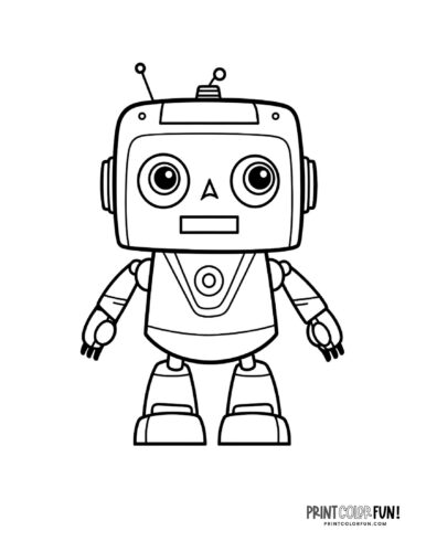 Cute robot coloring page clipart at PrintColorFun com 2