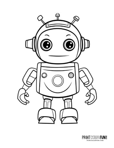 Cute robot coloring page clipart at PrintColorFun com 4