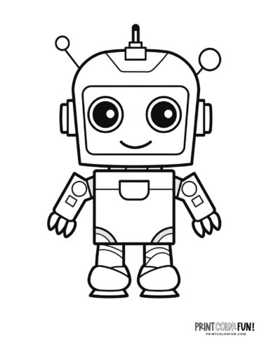 Cute robot coloring page clipart at PrintColorFun com 6