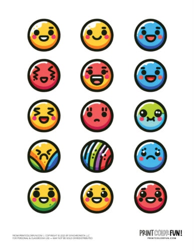 Cute round happy face color clipart from PrintColorFun com 1