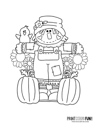 Cute scarecrow coloring page (1)