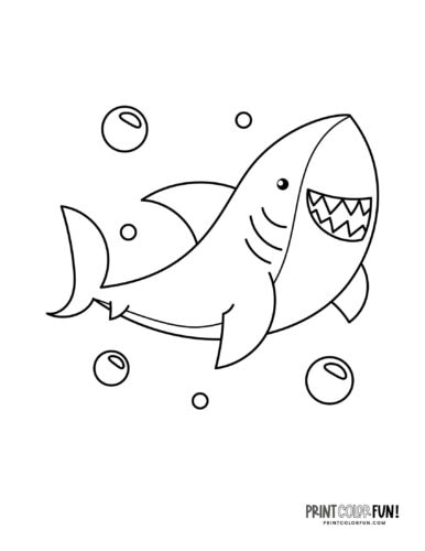 Cute shark coloring page at PrintColorFun com 2