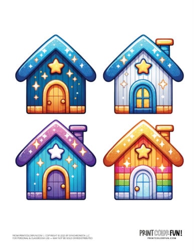 Cute simple house color clipart from PrintColorFun com 1