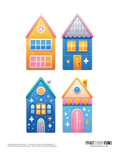 Cute simple house color clipart from PrintColorFun com 2